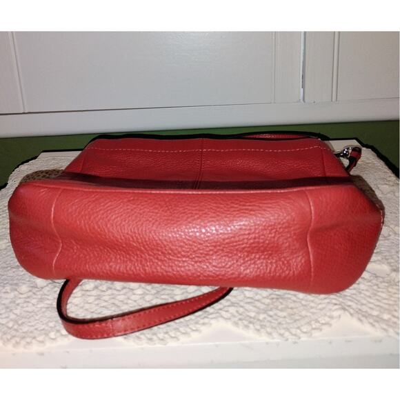 Coach Leather Mini Duffle Crossbody Bag Red Pebbled Leather - Picture 5 of 7